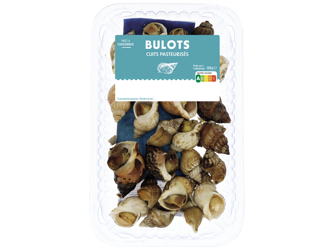 Barquette de bulots cuits pasteurisés, prêts à consommer, avec un Nutri-Score A.