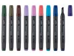 A set of nine Crelado Sketchmarkers in various colors, including green, brown, purple, pink, and blue.