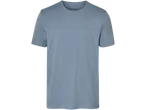 En ljusblå t-shirt med rund halsringning.