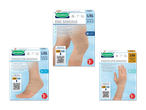 Drei Verpackungen für sensiplast Bandagen: Knie-, Fußgelenk- und Handgelenkbandage.