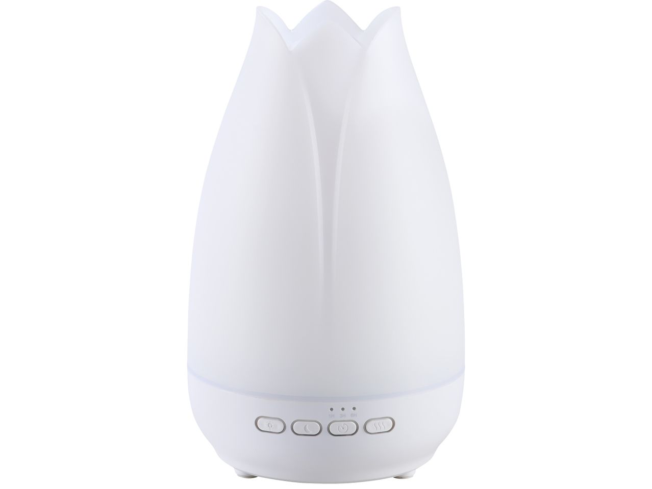Бял дифузер за етерични масла с форма на лале и бутони за управление
