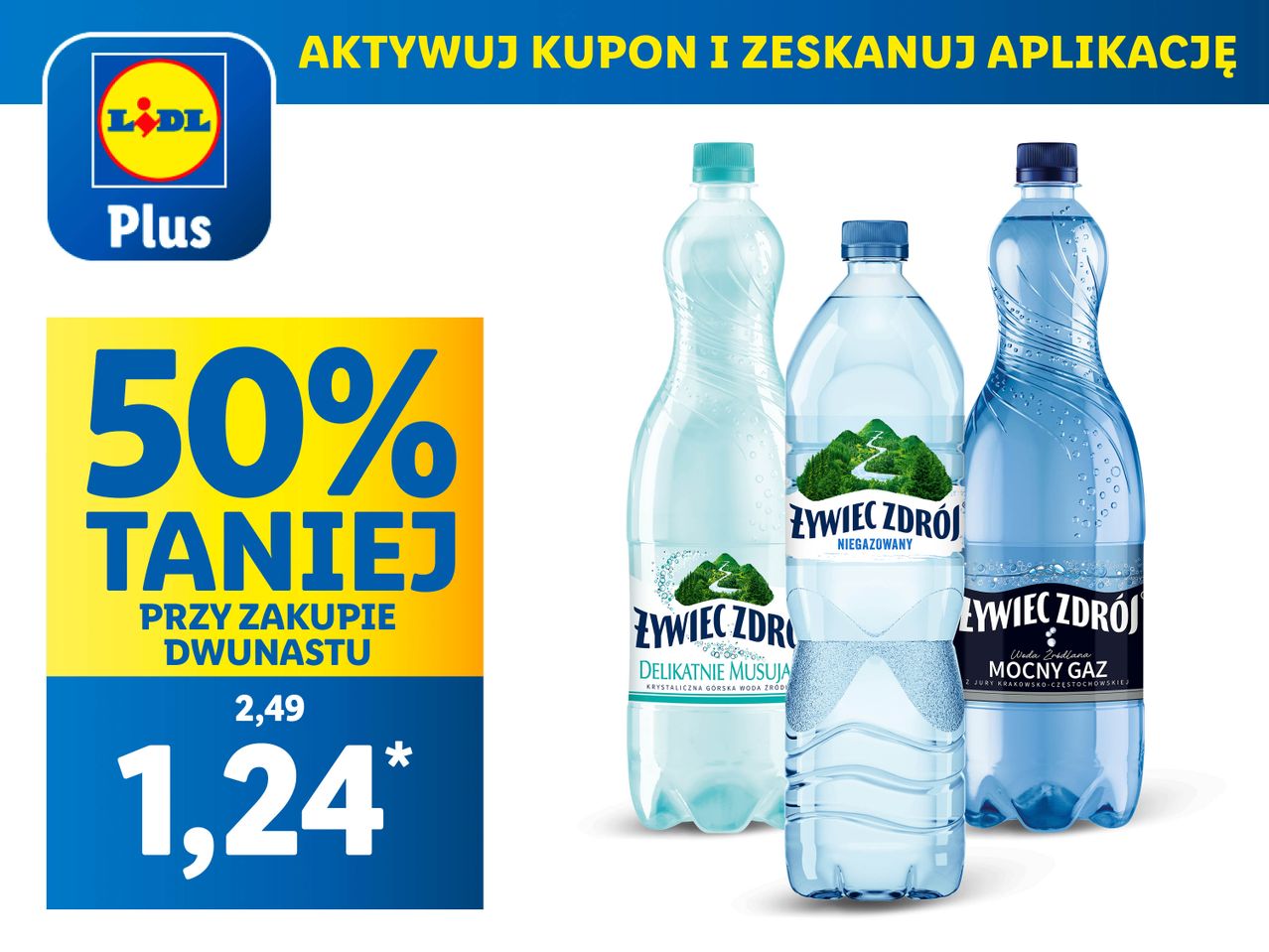 ŻYWIEC ZDRÓJ Woda źródlana niegazowana, delikatny gaz lub mocny gaz