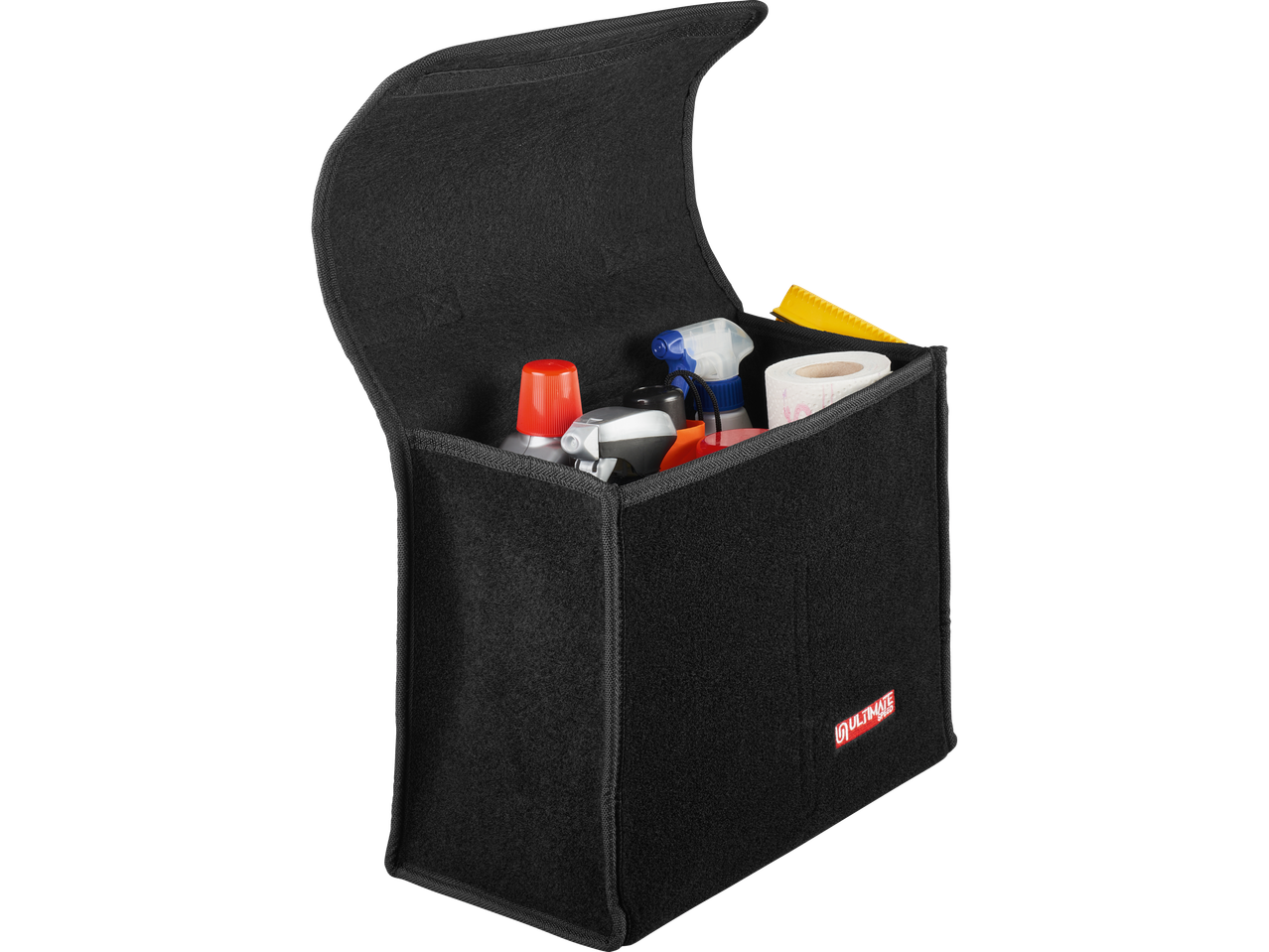 Ultimate Speed cleaning products and accessories in a black carrying bag.