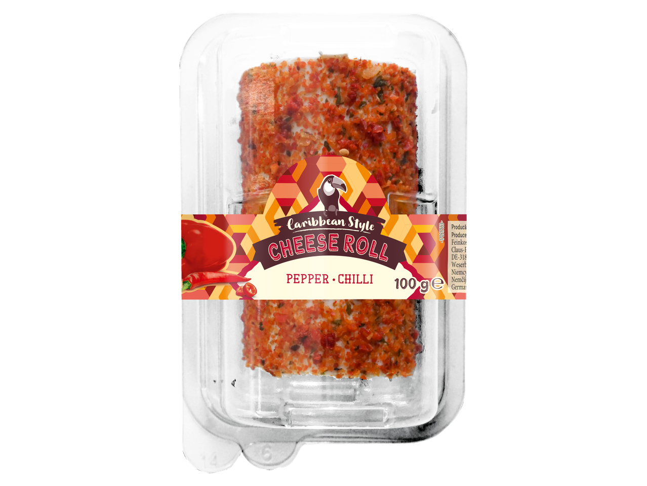 Rulou de brânză stil Caraibe cu piper și chili, ambalaj de 100g.