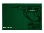 Zeleni otirač sa skicom Parkside bušilice i logotipom Parkside.