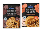 To pakker proteinpandekagemix, chokoladechip og saltkaramel, med 20g protein pr. portion.