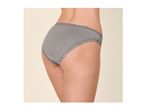 Grey ribbed briefs with lace trim shown from the back