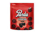 Rød pose med blød lakrids i rørform, med teksten 'soft Licorice ORIGINAL' og en panda.