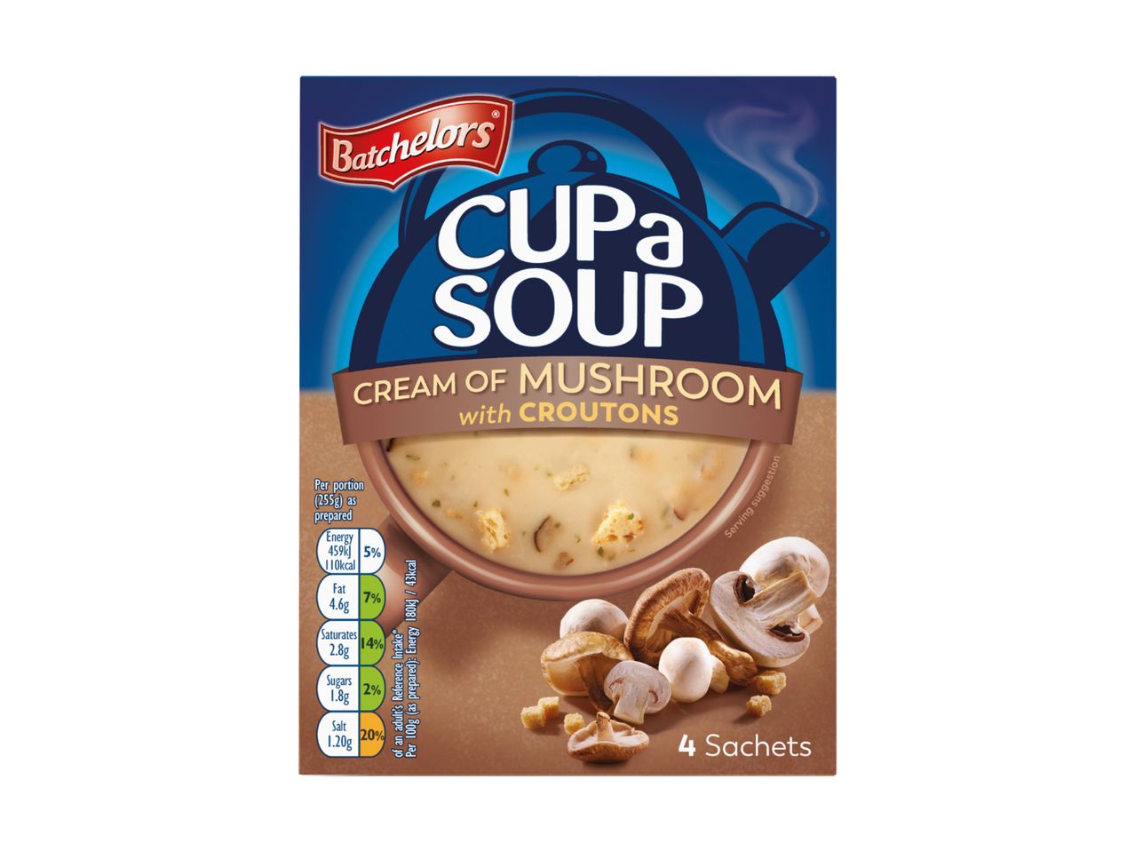 Batchelors Cup a Soup Cream of Mushroom with Croutons, 4 Sachets