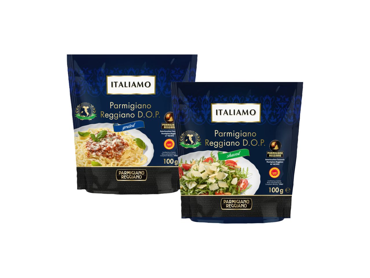 Italiano Parmigiano Reggiano D.O.P. u rendisanom i struganom obliku.