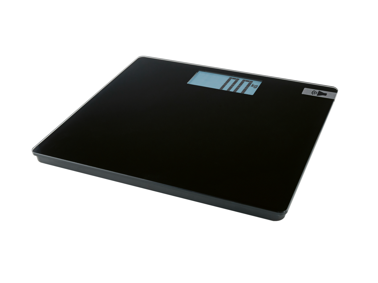 Cien BEAUTY Talking Scales, black, with a digital display showing 'kg' and a speaker icon