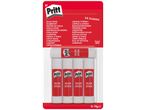 A pack of five Pritt Glue Sticks, with product details in multiple languages.