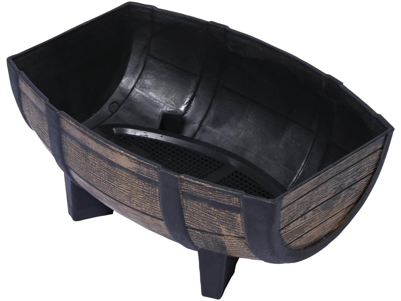 Pflanzkübel DOBAR, floreira de plástico com aspeto de barril de madeira