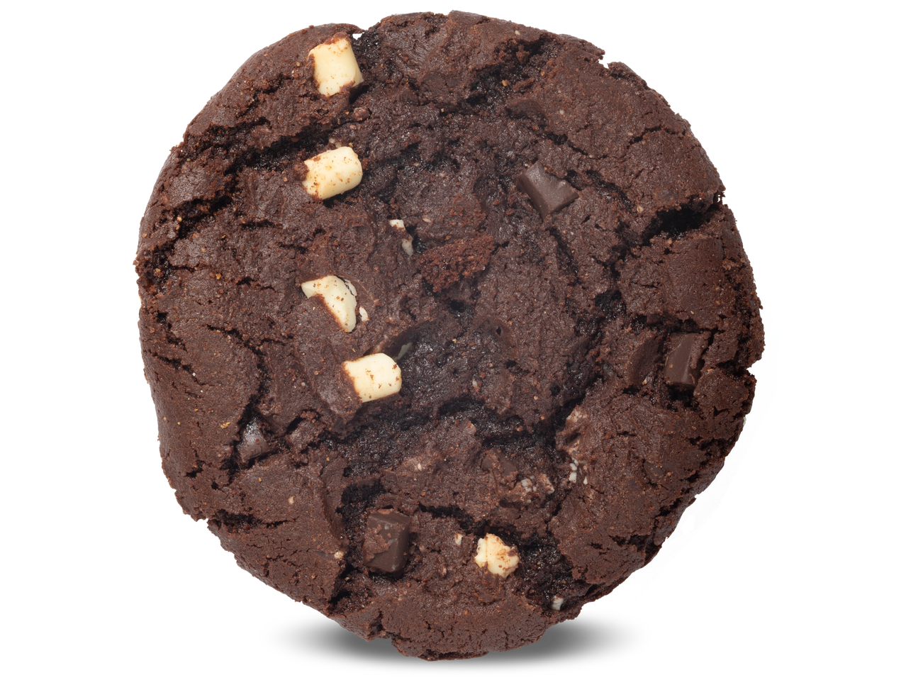 Chocoladekoekje met witte en pure chocolade stukjes.