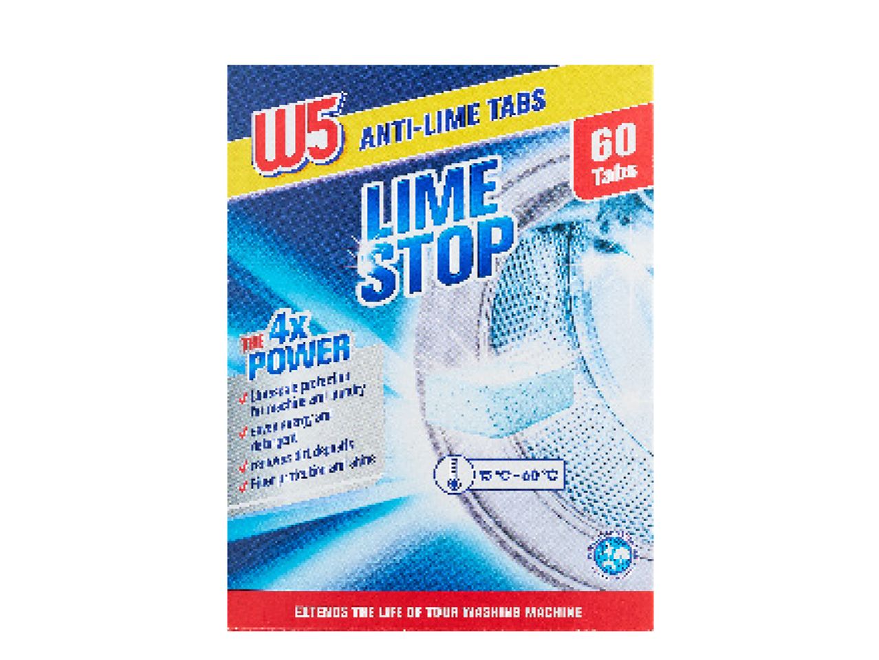 W5 Anti-Lime Tabs Lime Stop 60 tabletes veļas mašīnai.
