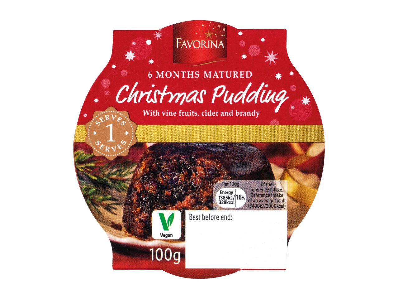 A 100g vegan Christmas pudding matured for 6 months with vine fruits, cider and brandy.