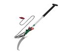 Telescopic tree pruner with saw attachment and rope mechanism