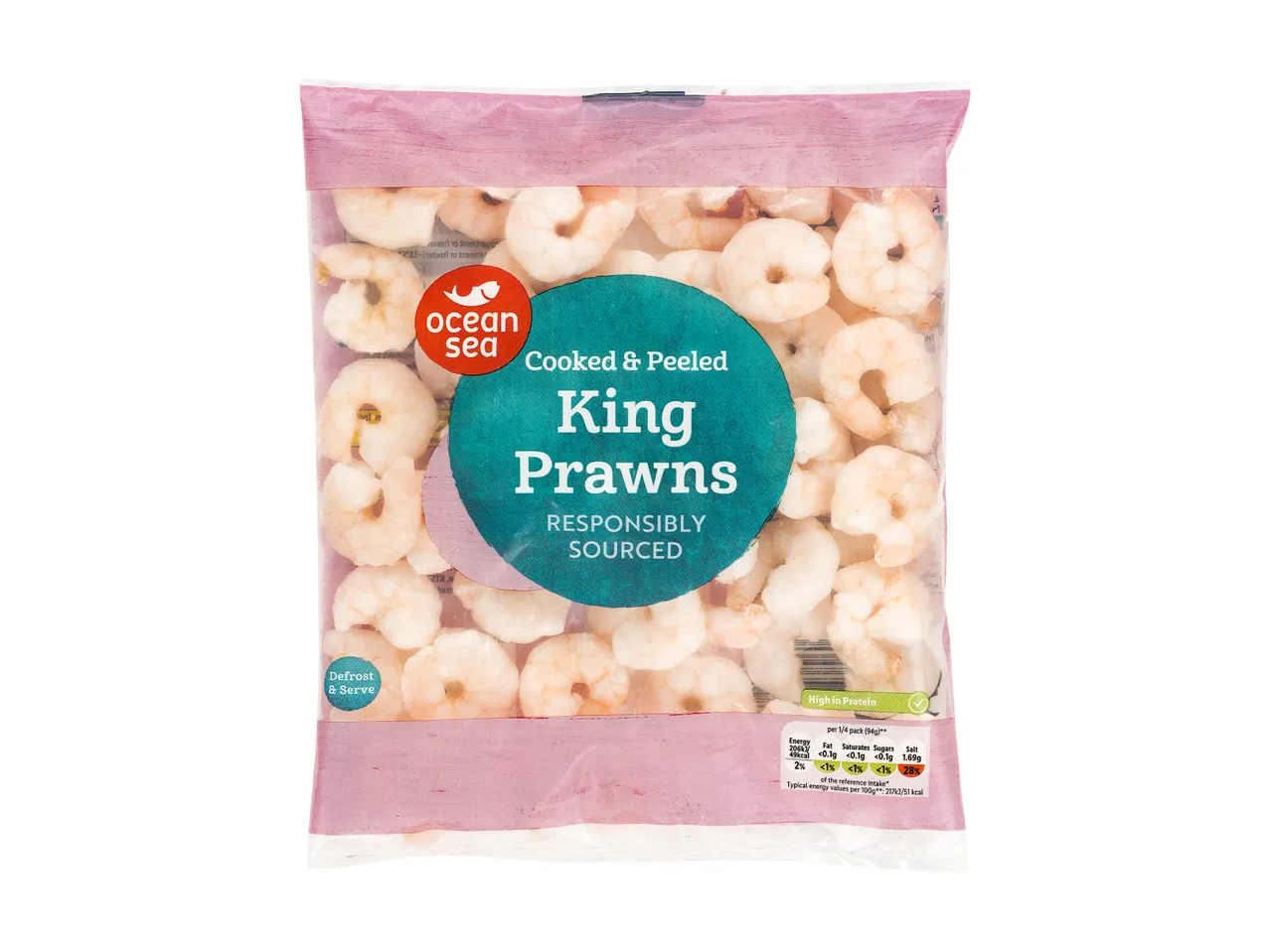Ocean Sea Cooked & Peeled King Prawns: pack of prawns.