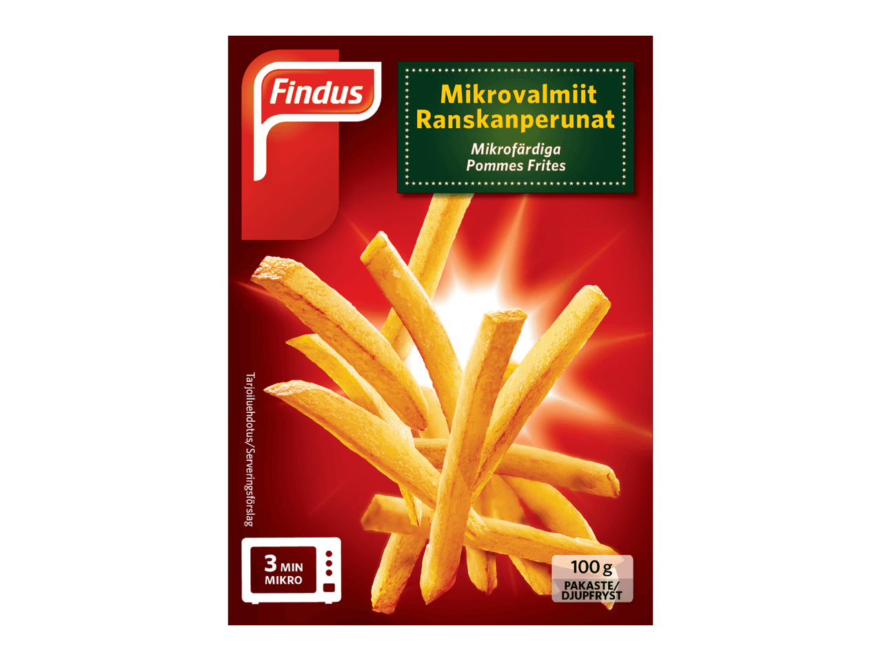 Findus mikrossa valmistettavat ranskanperunat.
