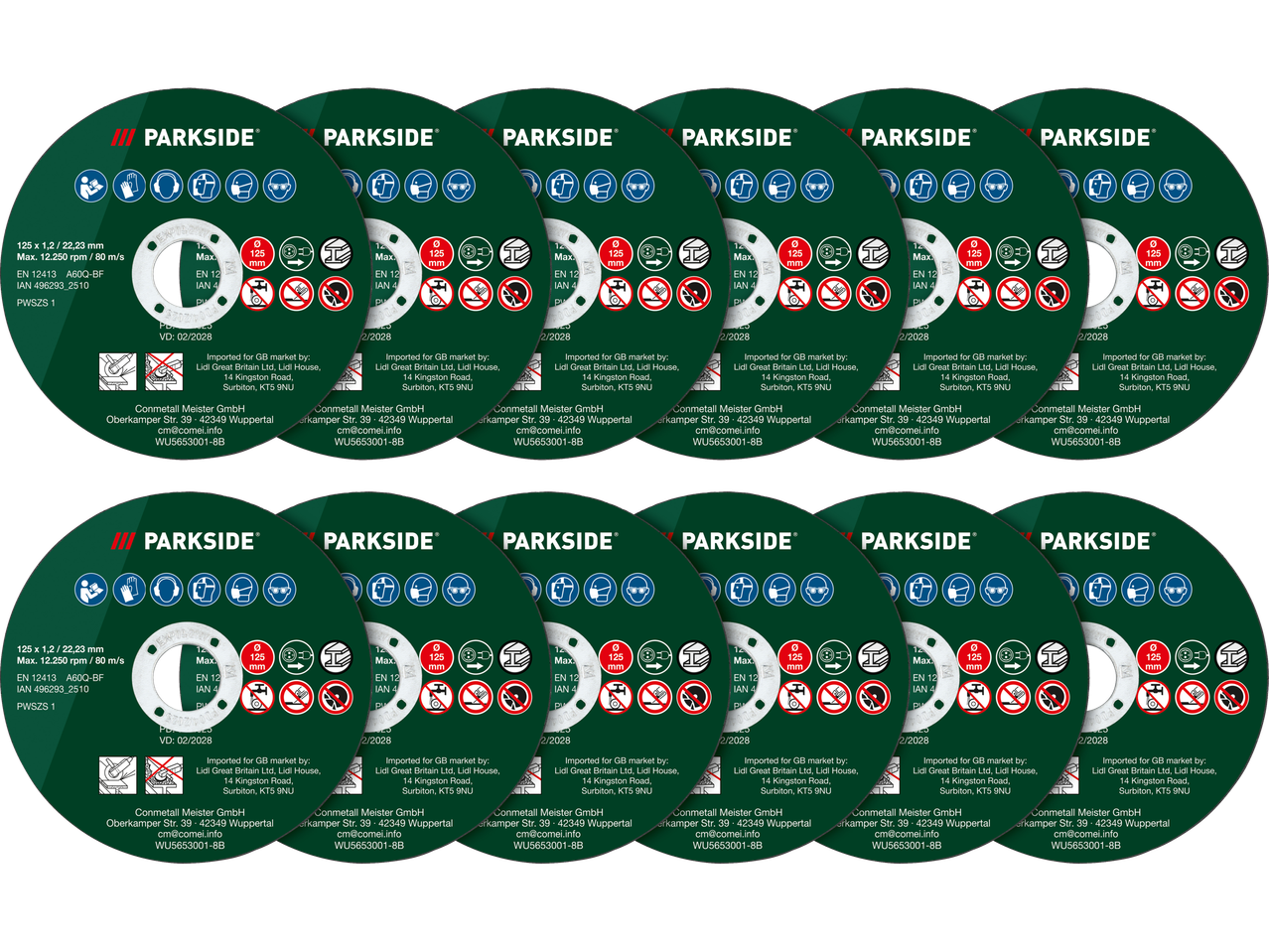 Αξεσουάρ γωνιακού τροχού Parkside®: δίσκοι κοπής 125 mm για μέταλλο.