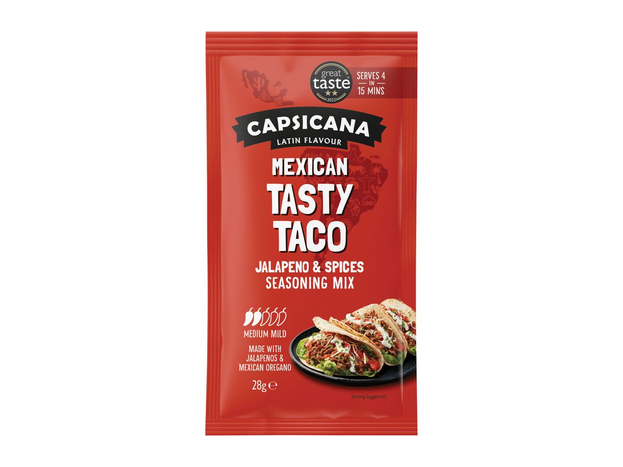 Capsicum Mexican Tasty Taco Gluten & Lactose Free Seasoning Mix sachet.