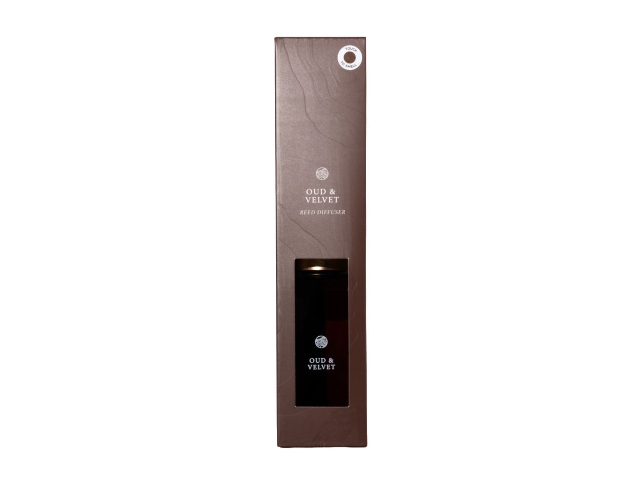 Oud & Velvet reed diffuser in brown packaging