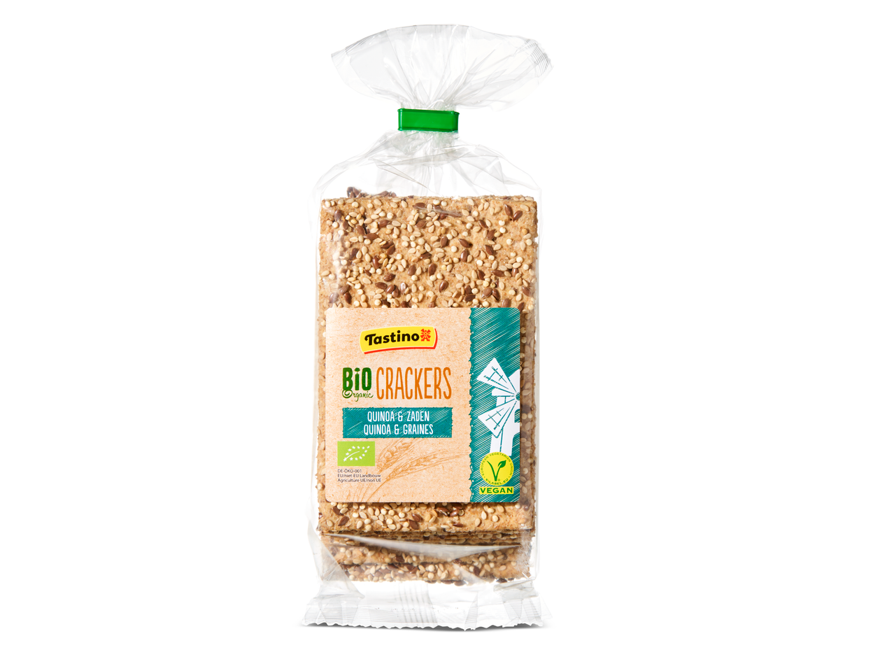 Tastino Bio Crackers met quinoa en zaden.