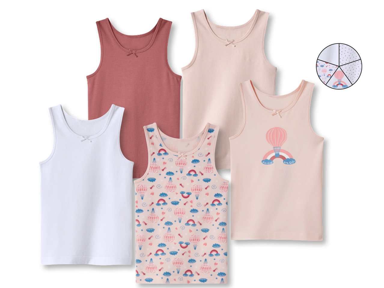 Canotta da bambina, 5 pezzi
