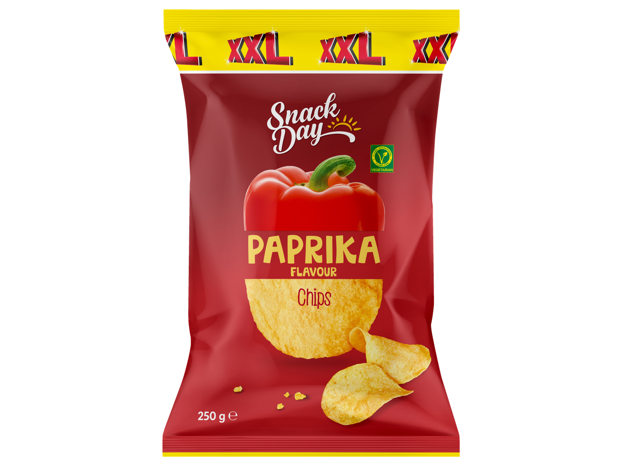 Snack Day XXL paprika flavour chips.