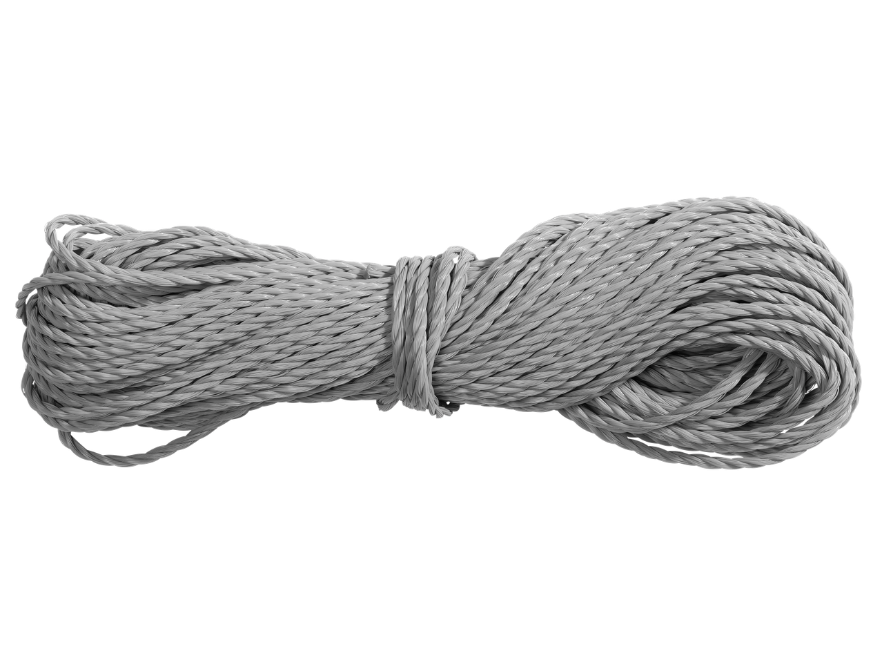 Umotano sivo uže na crnoj pozadini.