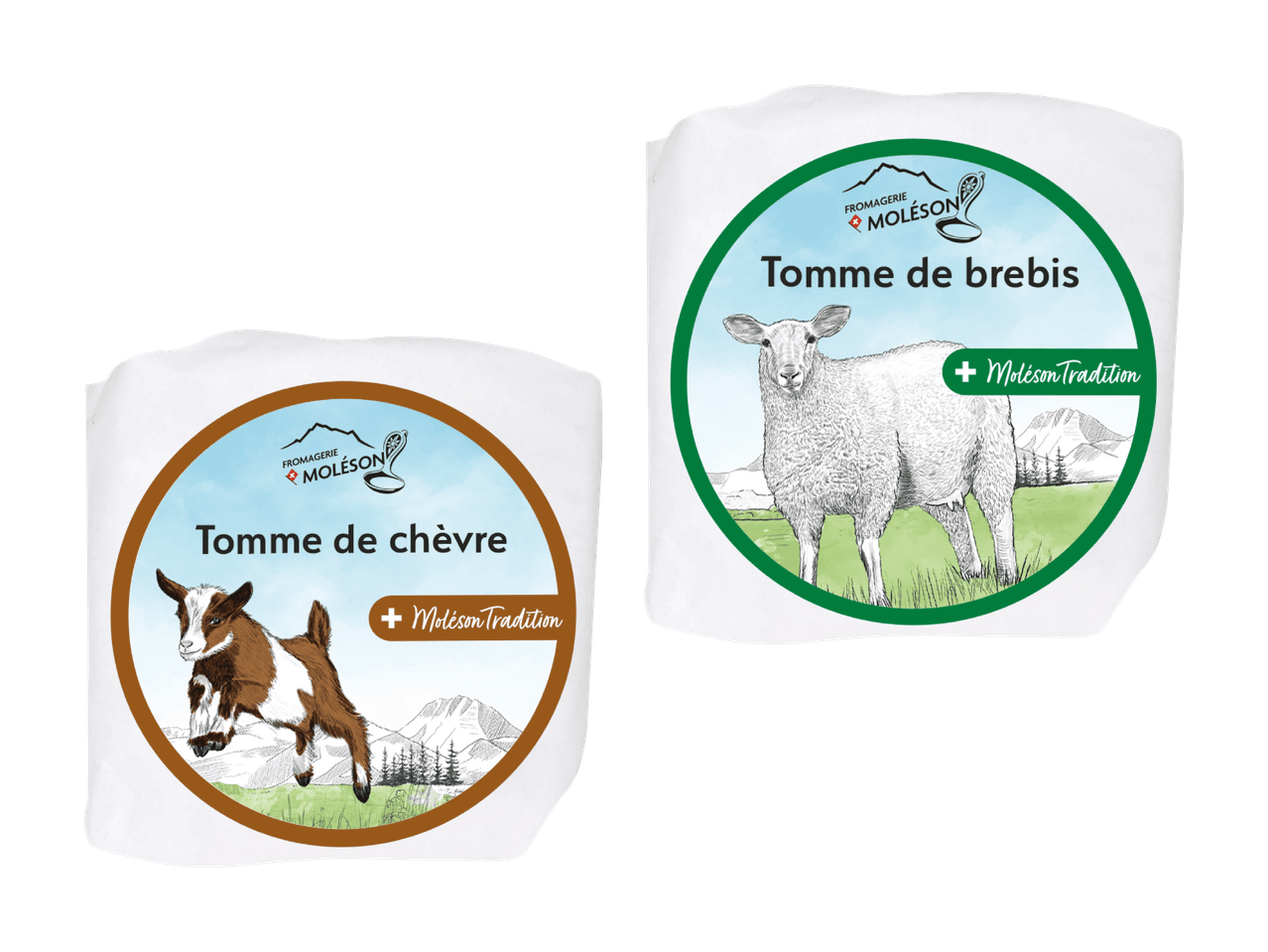 Moléson Tradition Tomme de chèvre und Tomme de brebis Käse.