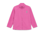 Rosa Fleecejacke für Kinder mit Reißverschluss und Stehkragen.