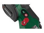 Close-up of a Parkside power tool, showcasing its green and black design and control panel.