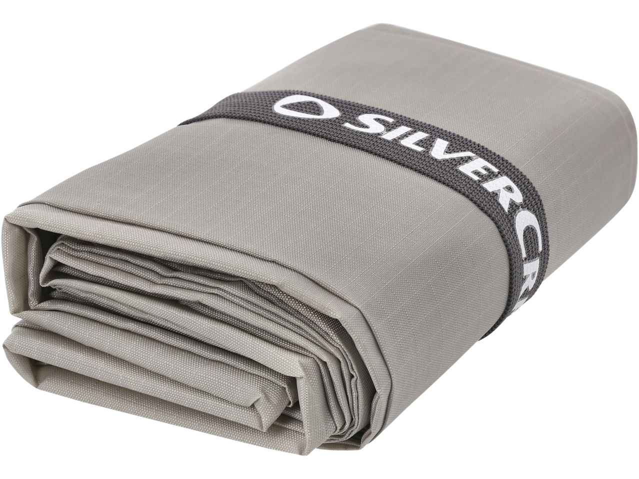 Sklopljena siva Silvercrest termo torba za kupovinu.