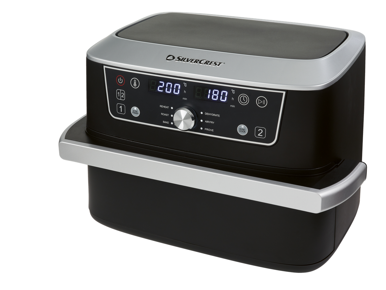 Silvercrest gaisa fritieris ar digitālo displeju un diviem atsevišķiem nodalījumiem