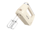 A cream-colored SILVERCREST® hand mixer with beaters attached, angled on a black background.