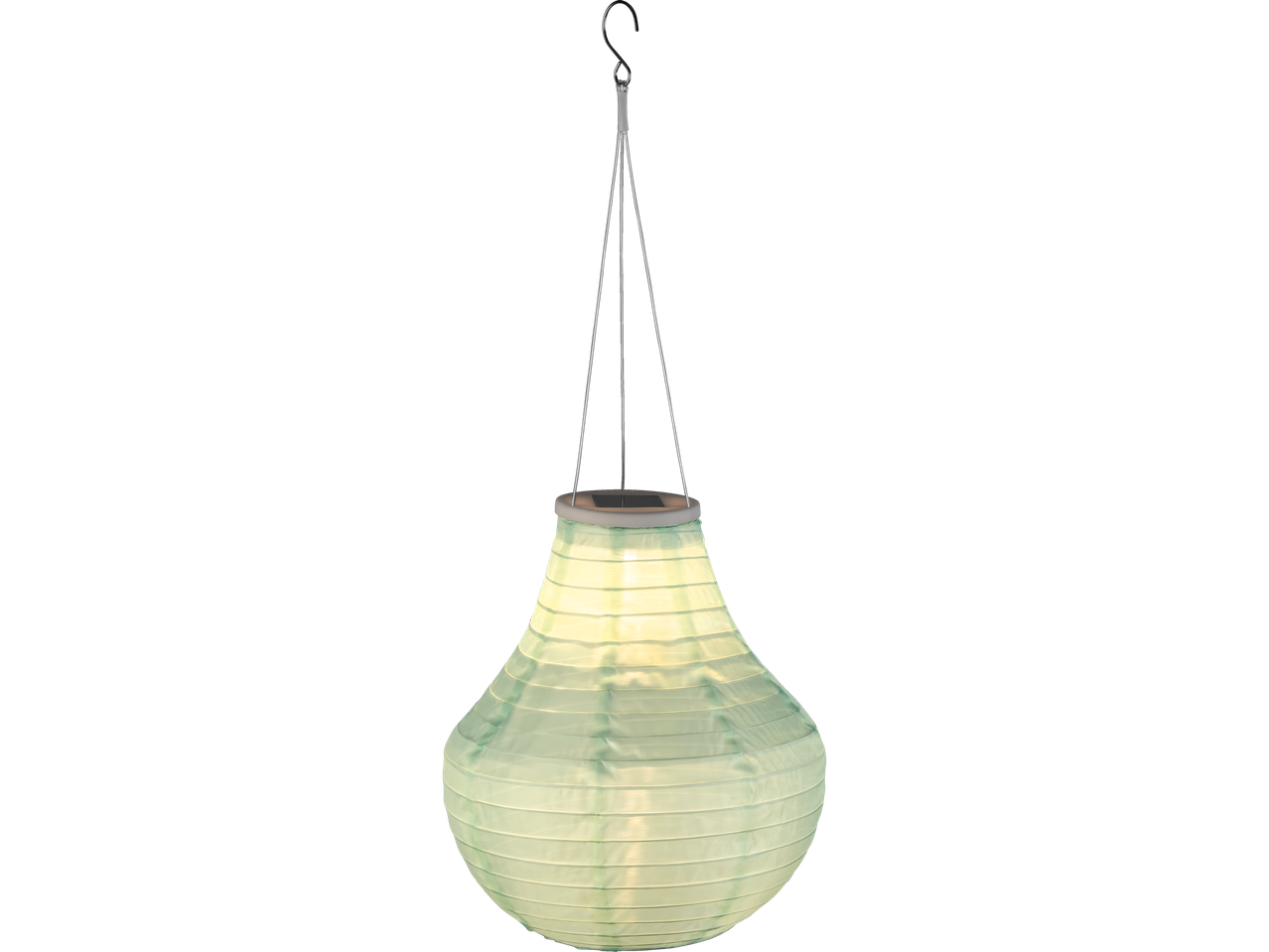 Luminária solar pendente, estilo asiático, cor verde-menta.