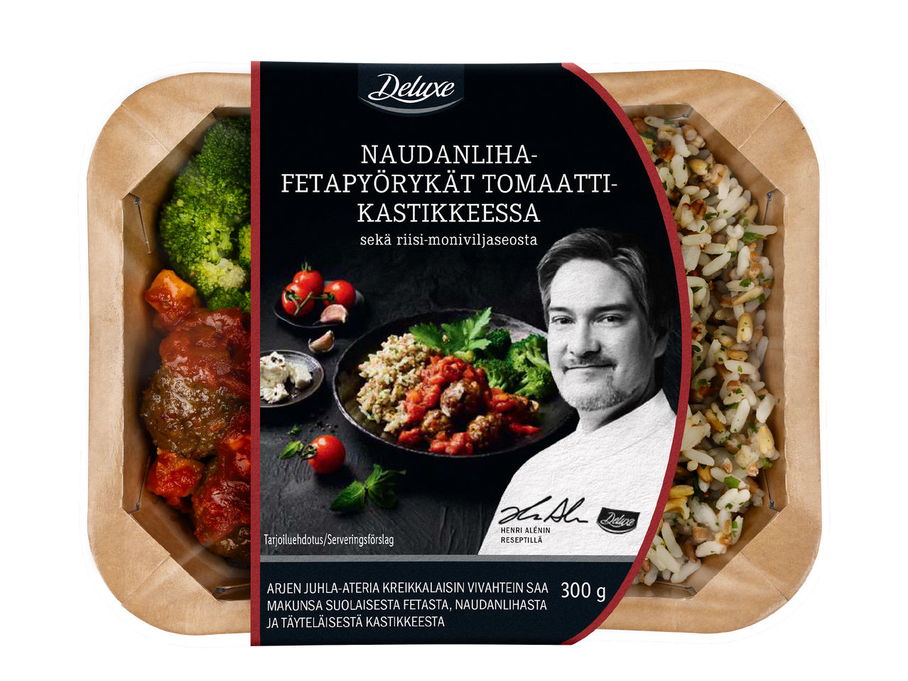 Naudanliha-fetapyörykät tomaattikastikkeessa ja riisi-…