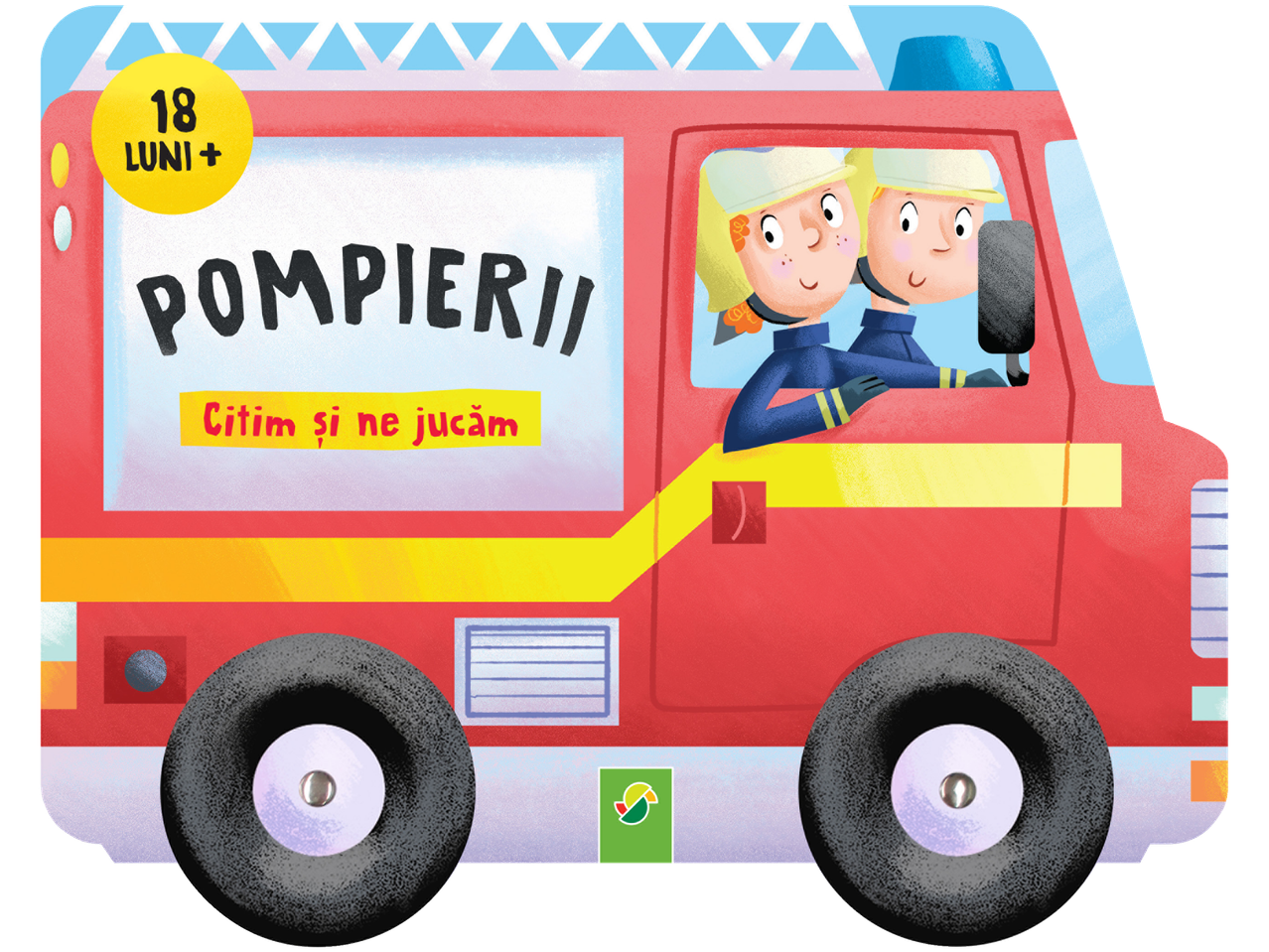 Carte pentru copii Pompieri, 18 luni+, cu ilustrații colorate.