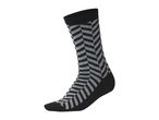 Black and grey patterned sock with a chevron design
