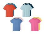 Sæt med 8 ensfarvede T-shirts i forskellige farver, herunder orange, blå, lyseblå, mørkeblå, lyserød og gul.