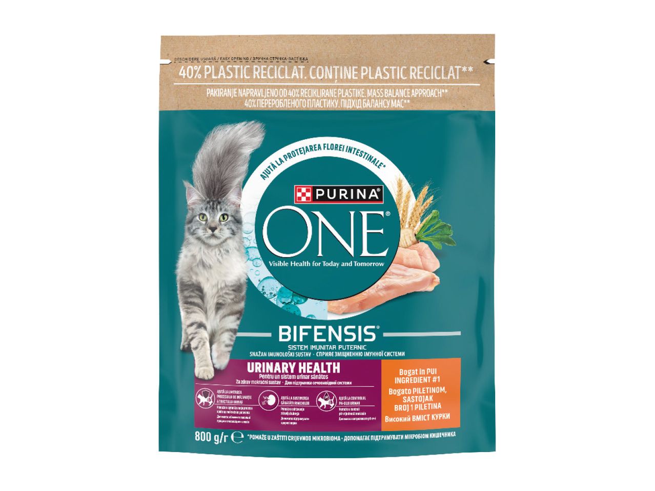 Punga de mâncare pentru pisici Purina ONE, cu pui.