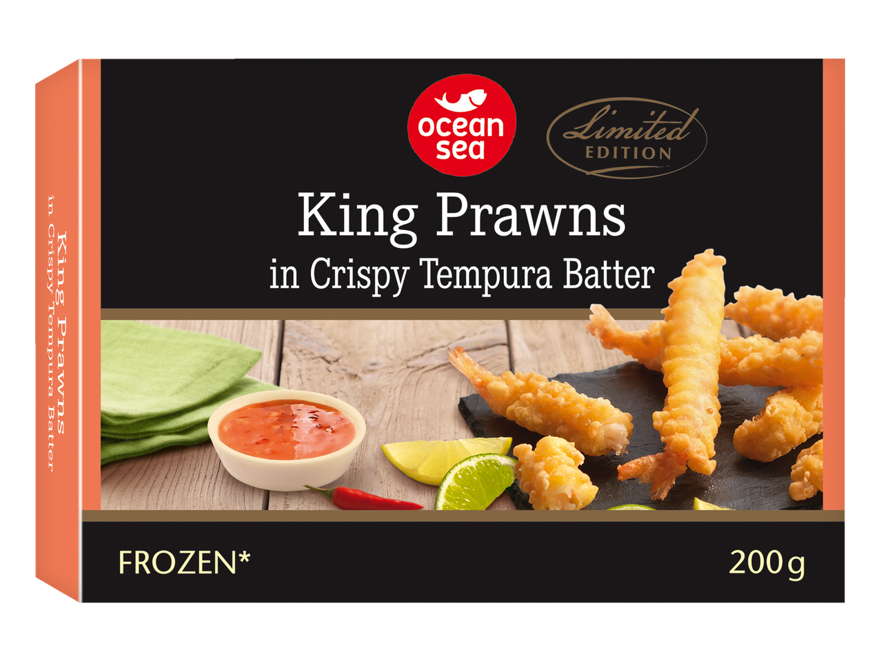 Ocean Sea King Prawns in knapperige tempurabeslag (200g, Limited Edition).