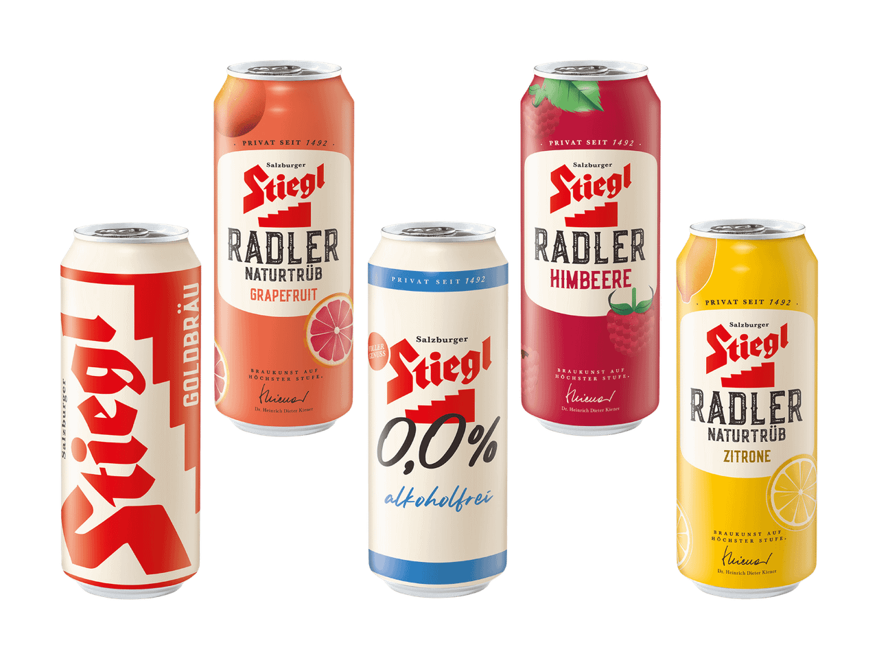 Stiegl Radler in verschiedenen Geschmacksrichtungen und alkoholfrei.