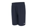 Dark blue athletic shorts with an elastic waistband and a small white logo on the left leg.