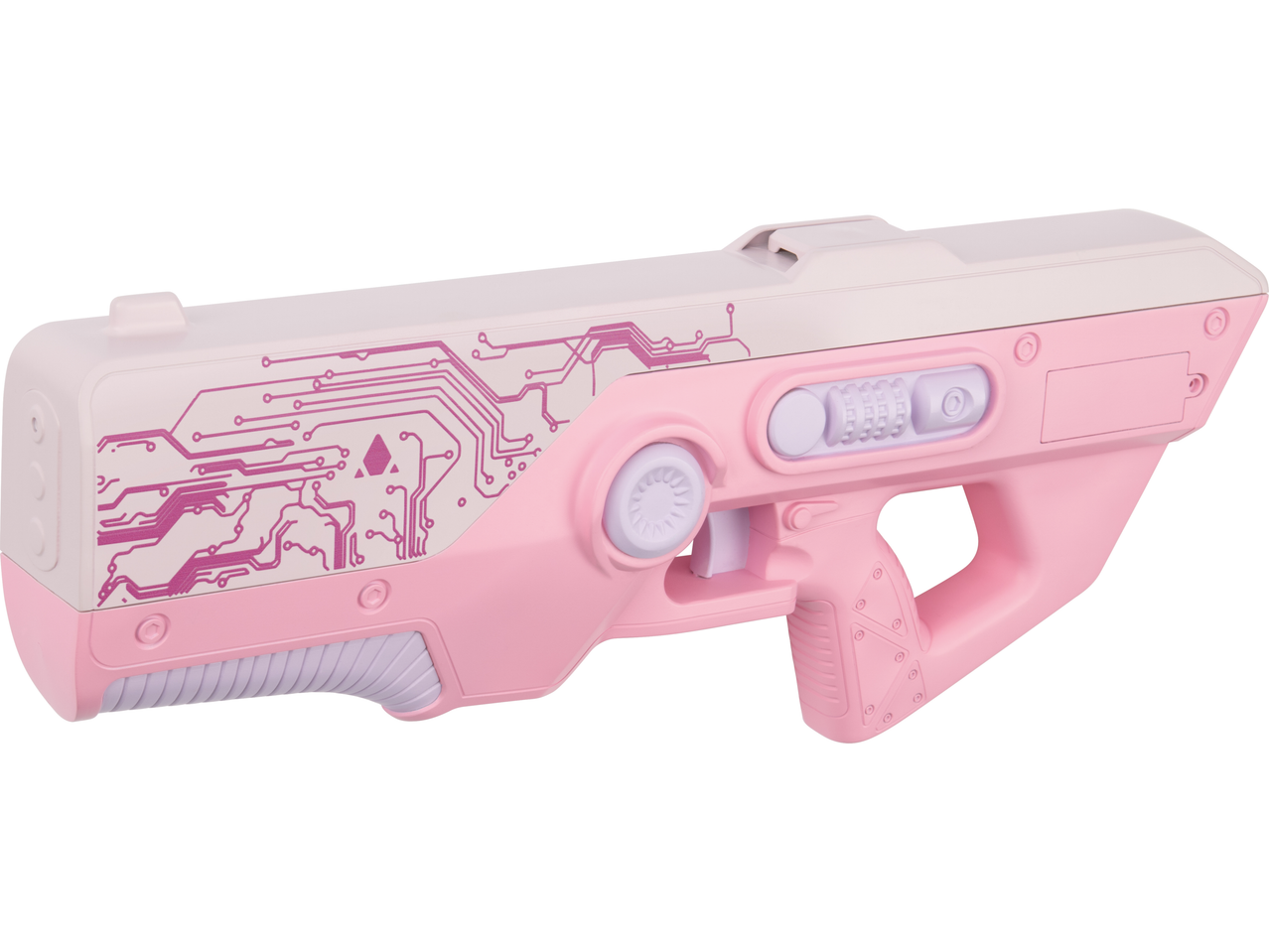 Lupilu Electric Water Pistol in pink and white with a circuit board design.