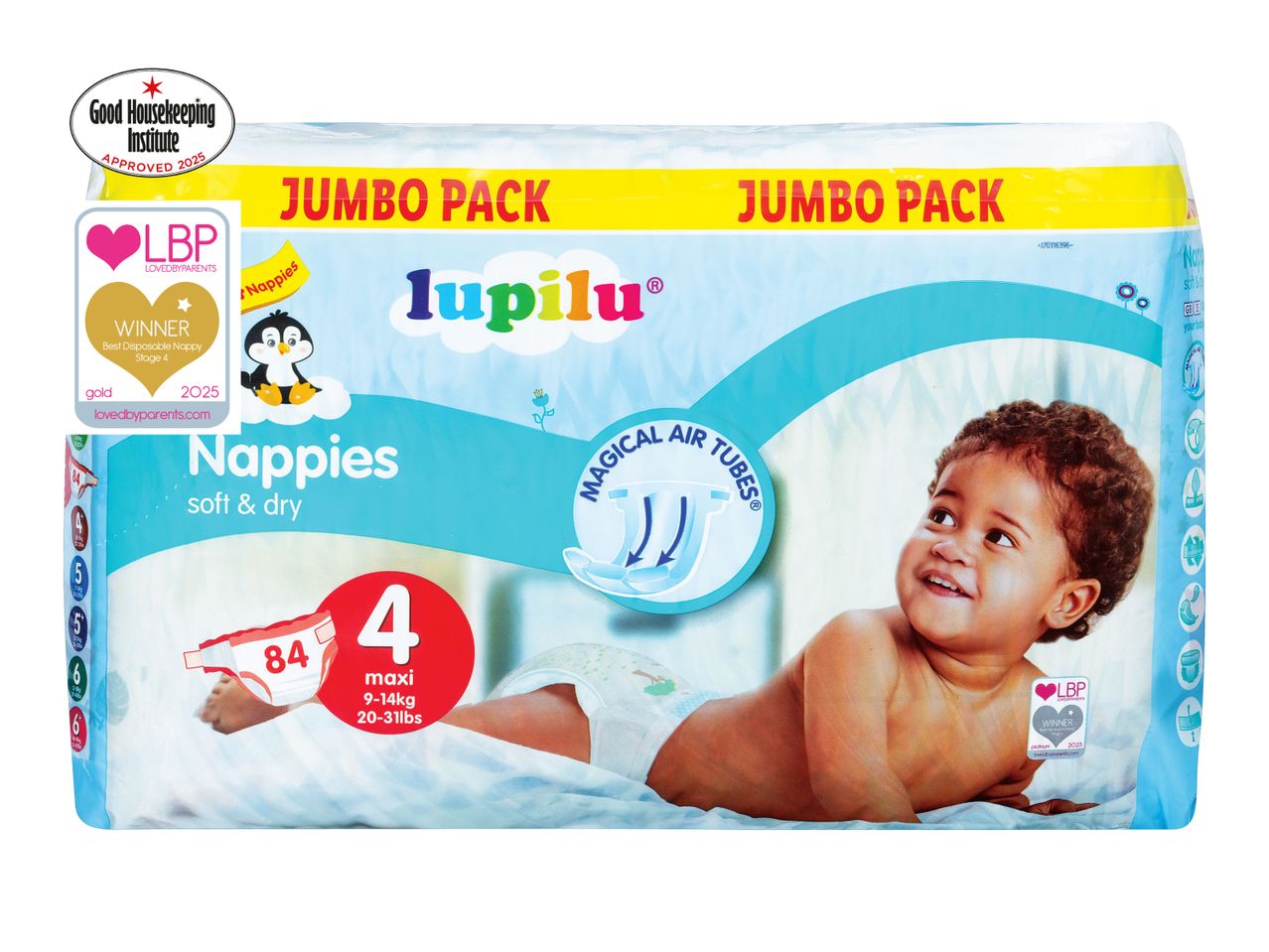 Lapilu Happy Pants baby diapers, jumbo pack, size 4.