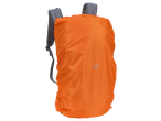 Orange backpack rain cover with grey straps