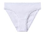 White ribbed cotton briefs with lace trim