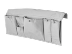 Organizador de cama W5 com vários bolsos cinzentos.